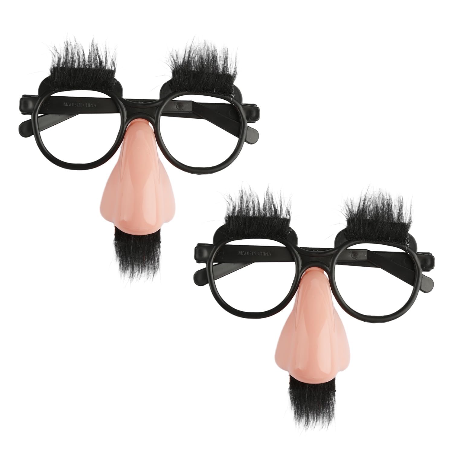 Hopzab 2PCS Disguise Glasses with Mustache, Eyebrows, and Big Nose – Novelty Party Favors, Groucho Marx Eyewear, Costume Photo Prop, Cosplay Accessories for Adults