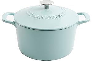 MARTHA STEWART 7 Quart Ceramic Cast Iron Dutch Oven in Martha Blue