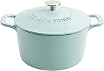 MARTHA STEWART Gatwick 7 QT Enamel Cast Iron Dutch Oven Pot with Lid, Martha Blue