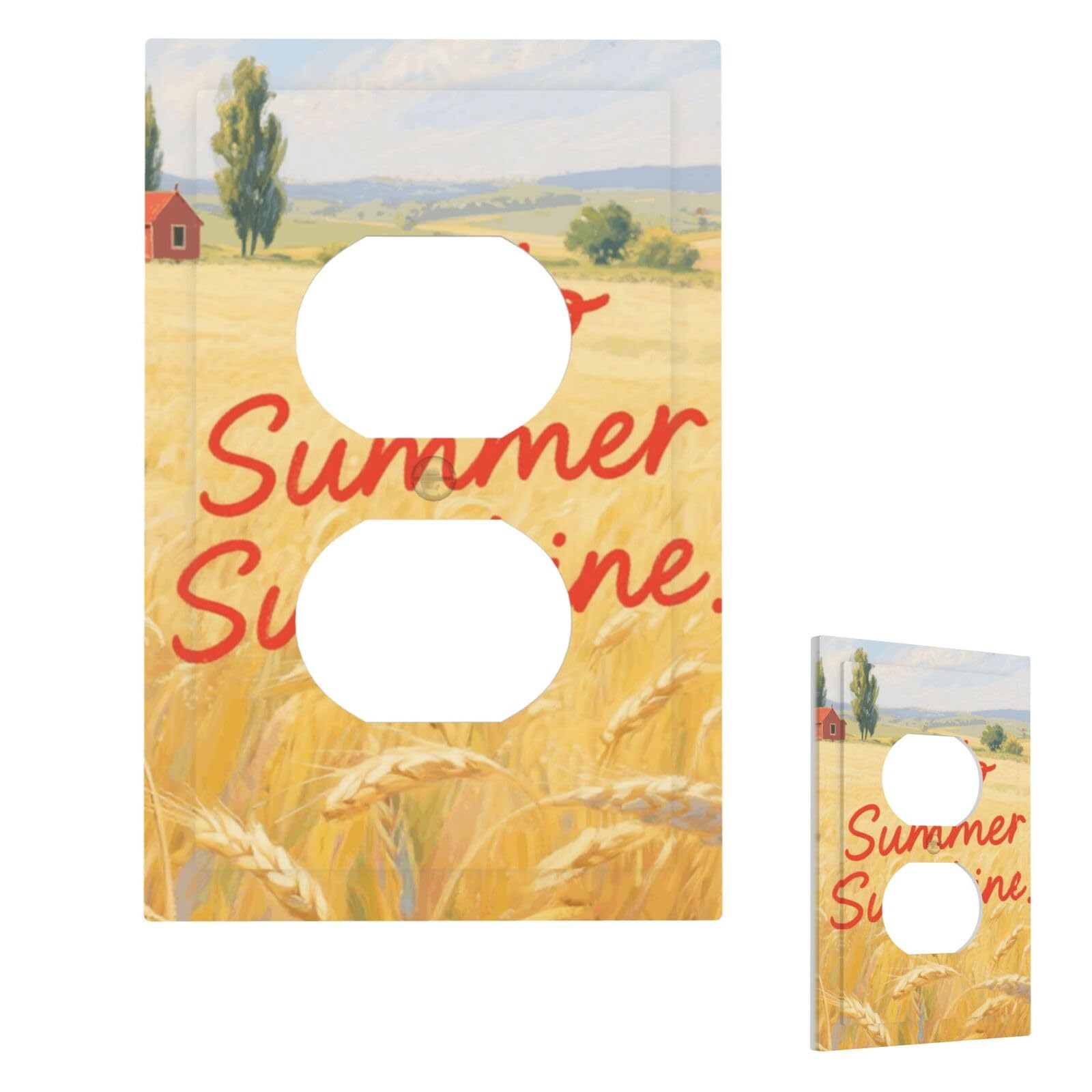 Hello Summer Sunshine Wall Plate Cover Modern Decorative 1 Gang Light Switch Cover Unbreakable Receptacle Outlet Covers For Living Room Bedroom Home Decor Duplex