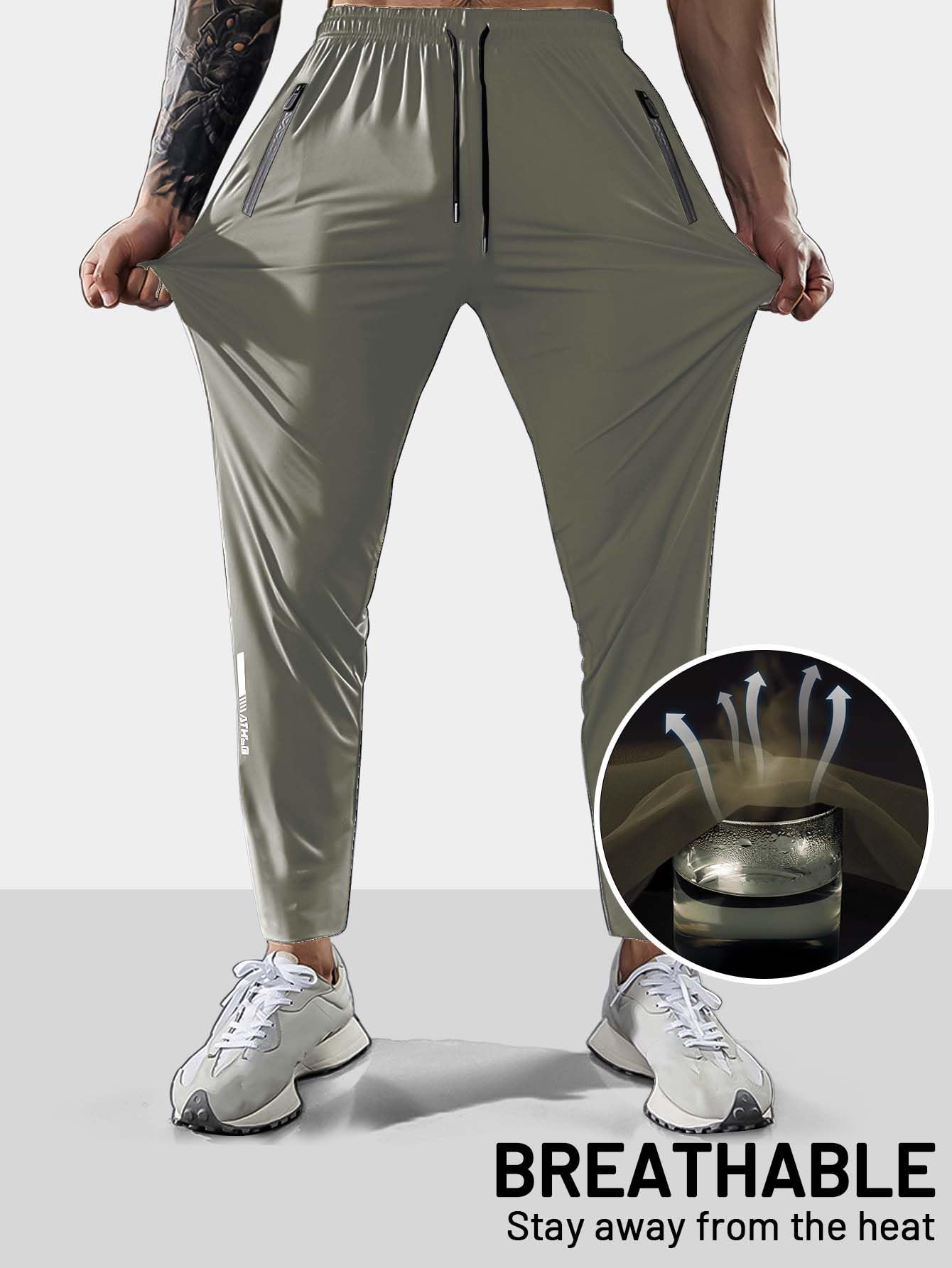 Hidkat Pantalones de senderismo para hombre, de secado rápido, ligeros, pantalones de pesca al aire libre, resistentes al agua, con bolsillos con cremallera
