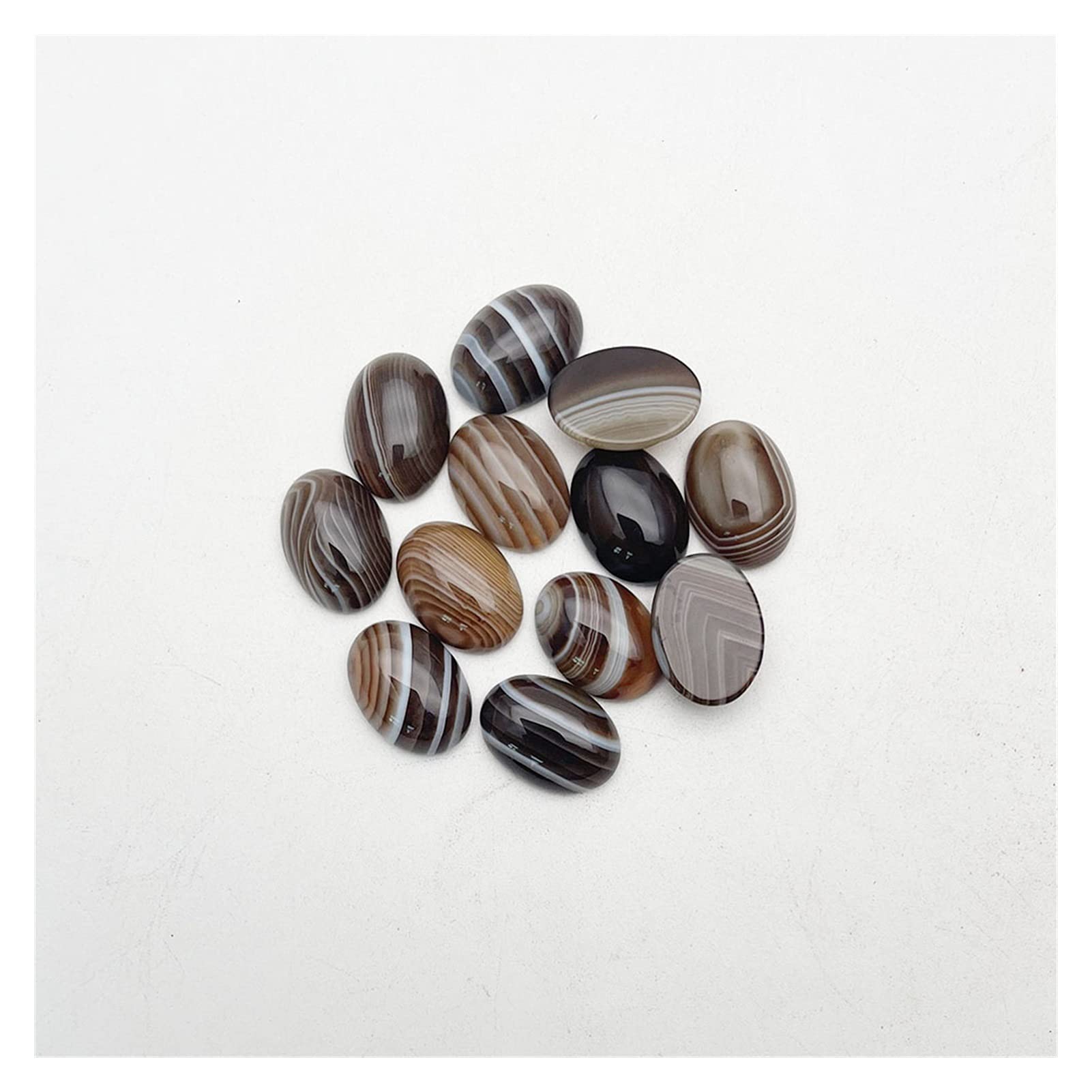 AMAZWI Naturalny Kryształ Szorstki Moda Kawy Paski Agaty Kamień Naturalny Perła do Robienia 13X18MM Owalny Caboszon Pierścień Akcesoria 24 szt