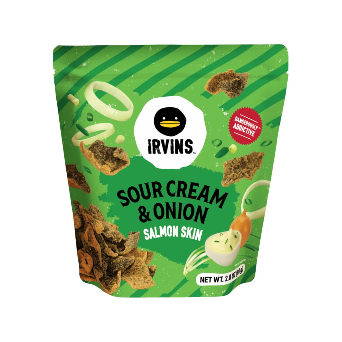 IrvinsSour Cream & Onion Salmon Skins, 2.8 Ounce (Pack of 6)