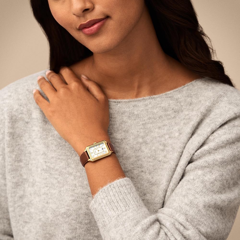 Fossil Raquel Watch for Women, Quartz Three Hand Movement with Leather Strap