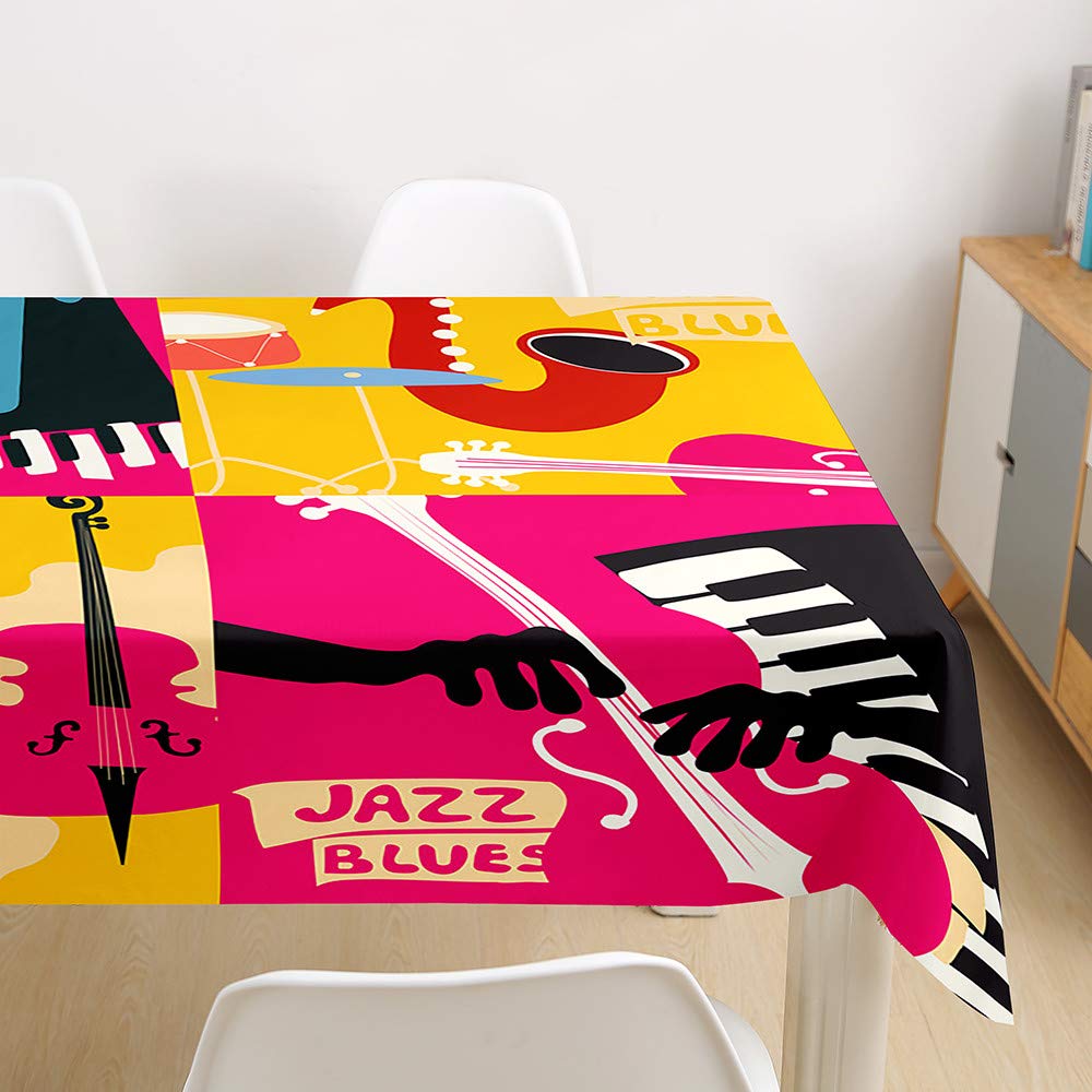 Nappe imperméable et anti-tache rectangulaire 140x260 motif jazz
