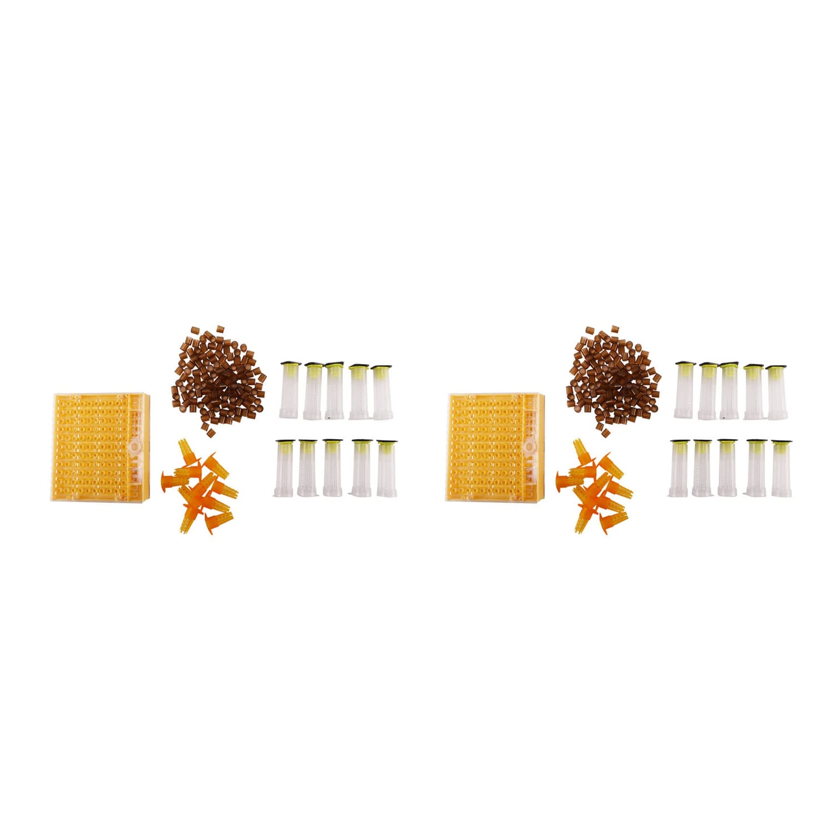 Jnchdghwa Yellow & Brown 2X Beekeeping Cup Kit 120 Cell Cups Bee Tool Set Queen Rearing System Bee Nicot Complete Catcher Cage Apiculture Helper