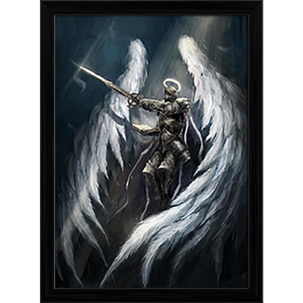 ArtzFolio Angel Knight With White Wings Tabletop Painting Black