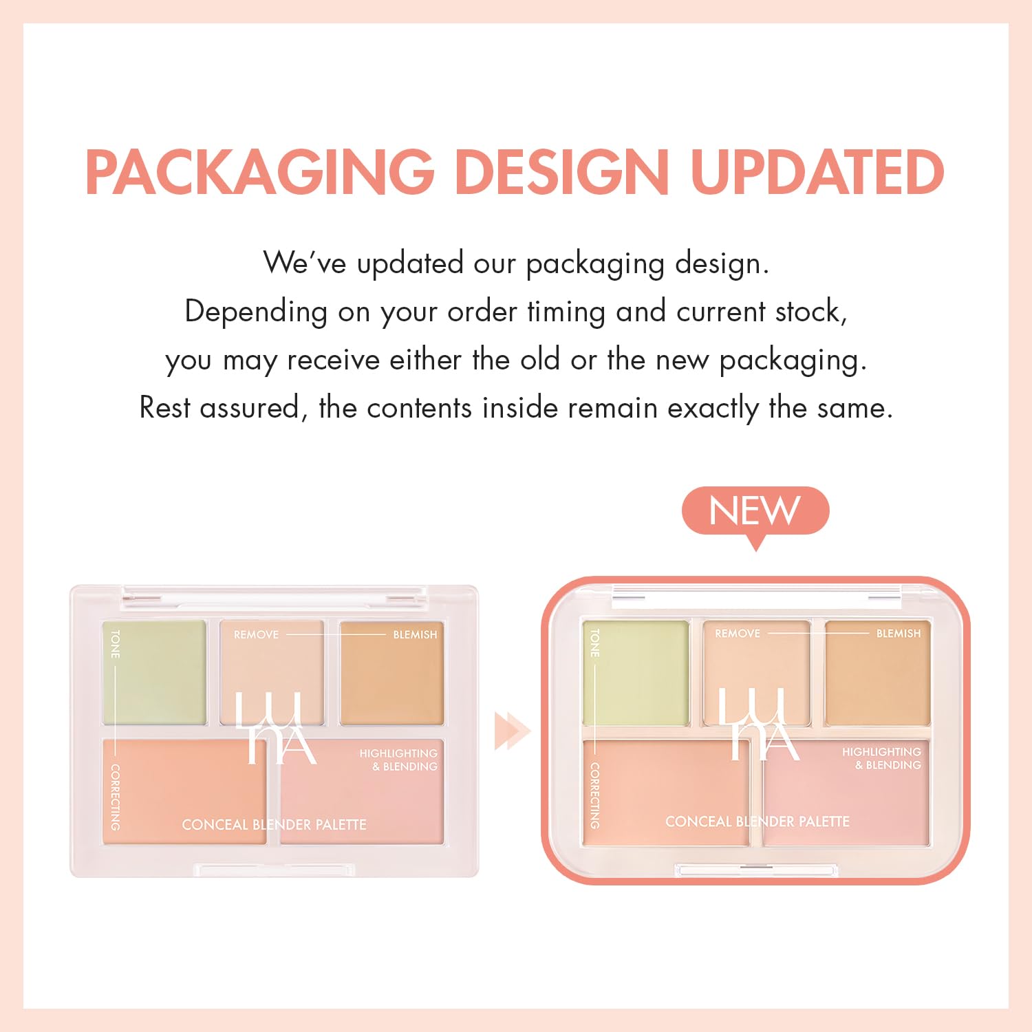 LUNA Conceal Blender Palette 01 Clear Cover 5-in-1 Color Correcting and Concealing with Beige, Green, Vanila, Medium Peach and Pure Bright Buildable, Suitable for Neutral and Warm Tones - Image 6