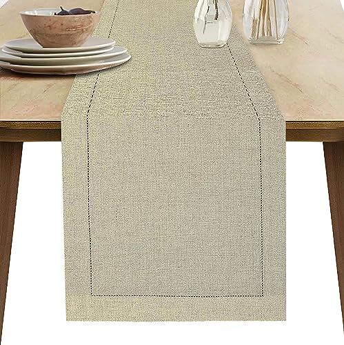 Linen Clubs, Flax Cotton Linen Looks Table Runner, Size 16x90 Natural - Image 4