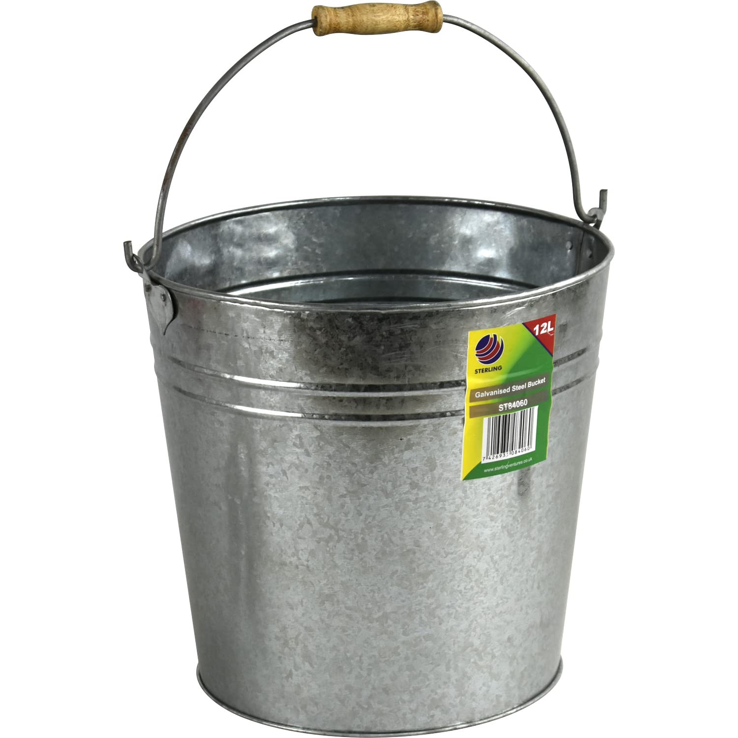 Galvanised Metal Bucket with Handle (12L Metal Bucket)