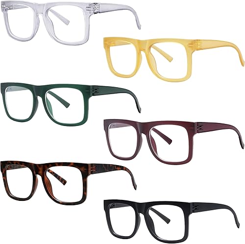 GUD - Gafas de lectura, 4 pares, tamaño grande, cuadradas, para mujer, negro, talla única
