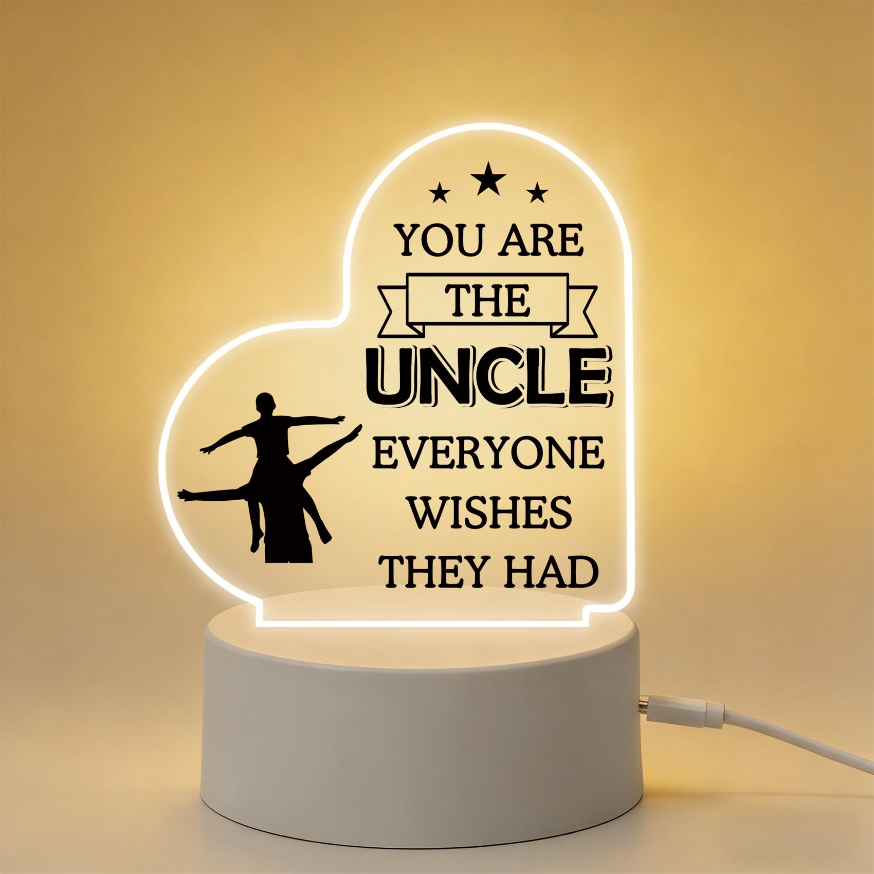 Xioabre Uncle Fathers Day Gift Uncle Gifts from Nephew Niece Acrylic Night Light Presents for Men Uncles Birthday Gifts Best Uncles Gift for Thanksgiving Christmas Easter Family Gatherings
