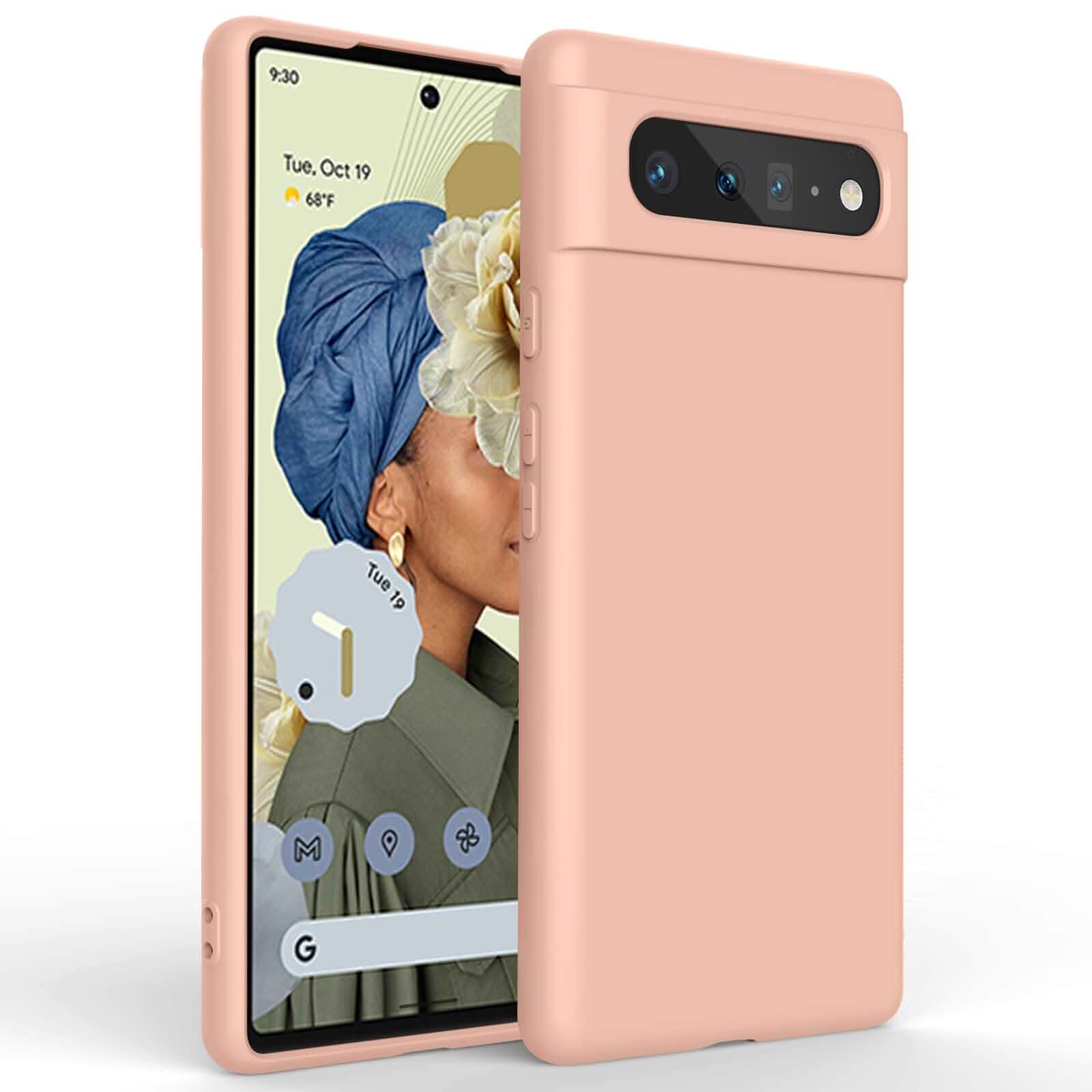 Silicone Phone Case Compatible with Google Pixel 6, Soft Protective Smart Phone Case for Women Men, Durable Anti-Scratch Shockproof Phone Cover Pink
