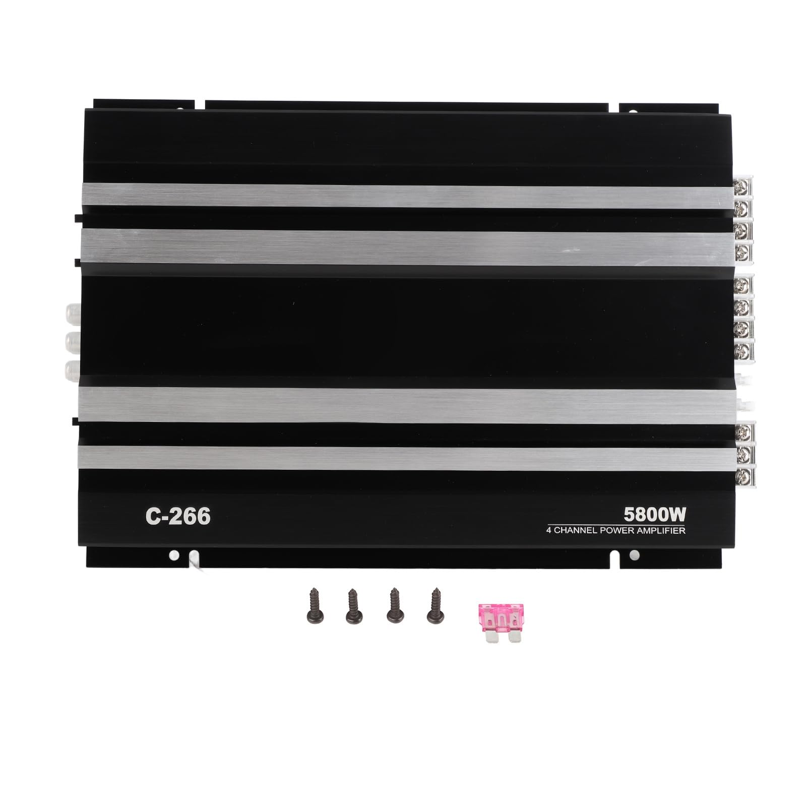 Aramox Amplificador de Coche Amplificador de Coche de Metal 5800W 4 Canales 2 4 Ohmios Alta Eficiencia con Múltiples para Altavoces del de