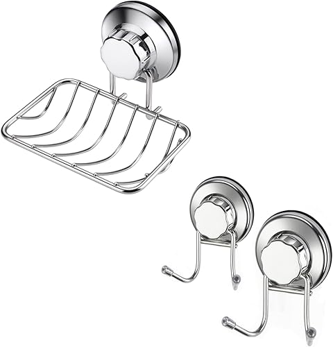 iPEGTOP Jabonera con ventosa y ganchos dobles