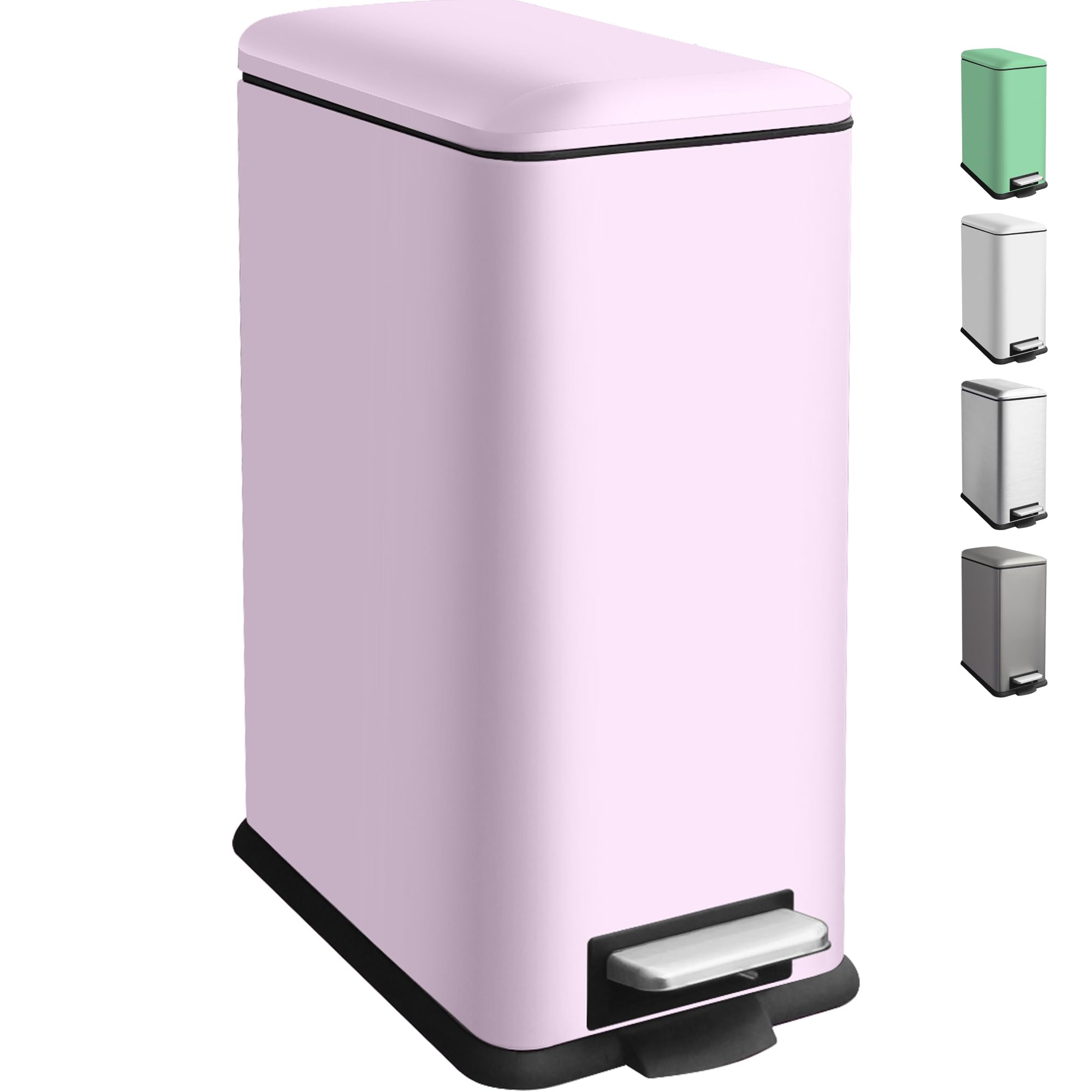 Ullege Kitchen Bin, 30L Stainless Steel Pedal Bin with Inner Bucket, Large Rubbish Bin with Soft Close Lid, Bin for Kitchen, Living Room and Office, Pink