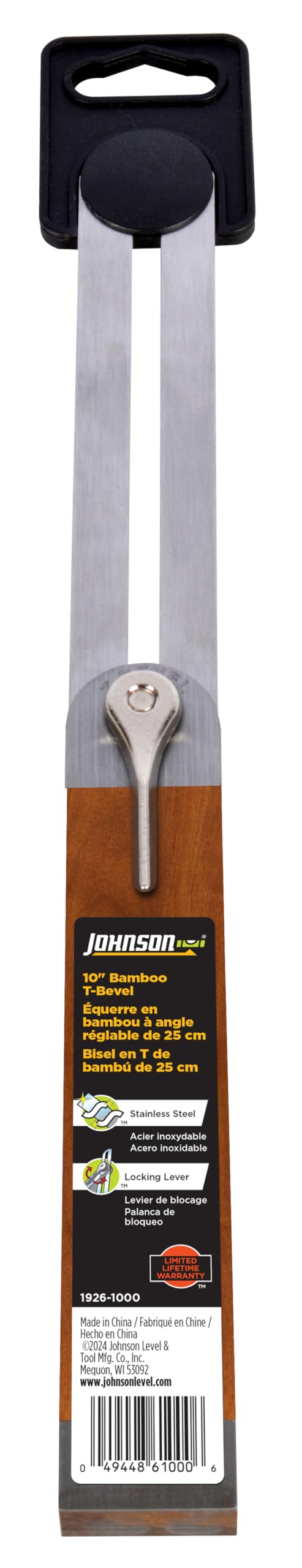 Johnson Level & Tool 1915-0800 8-Inch Bamboo T-Bevel With Stainless Steel Blade