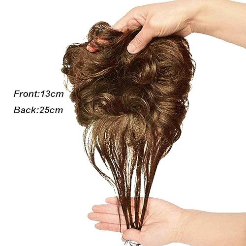 Miniatura 4 de Peluca de cabello humano corto para mujer, con cierre de cabello rizado, postizo superior, tejido natural, repuesto para cabello fino, 5.1 x 5.5 in,