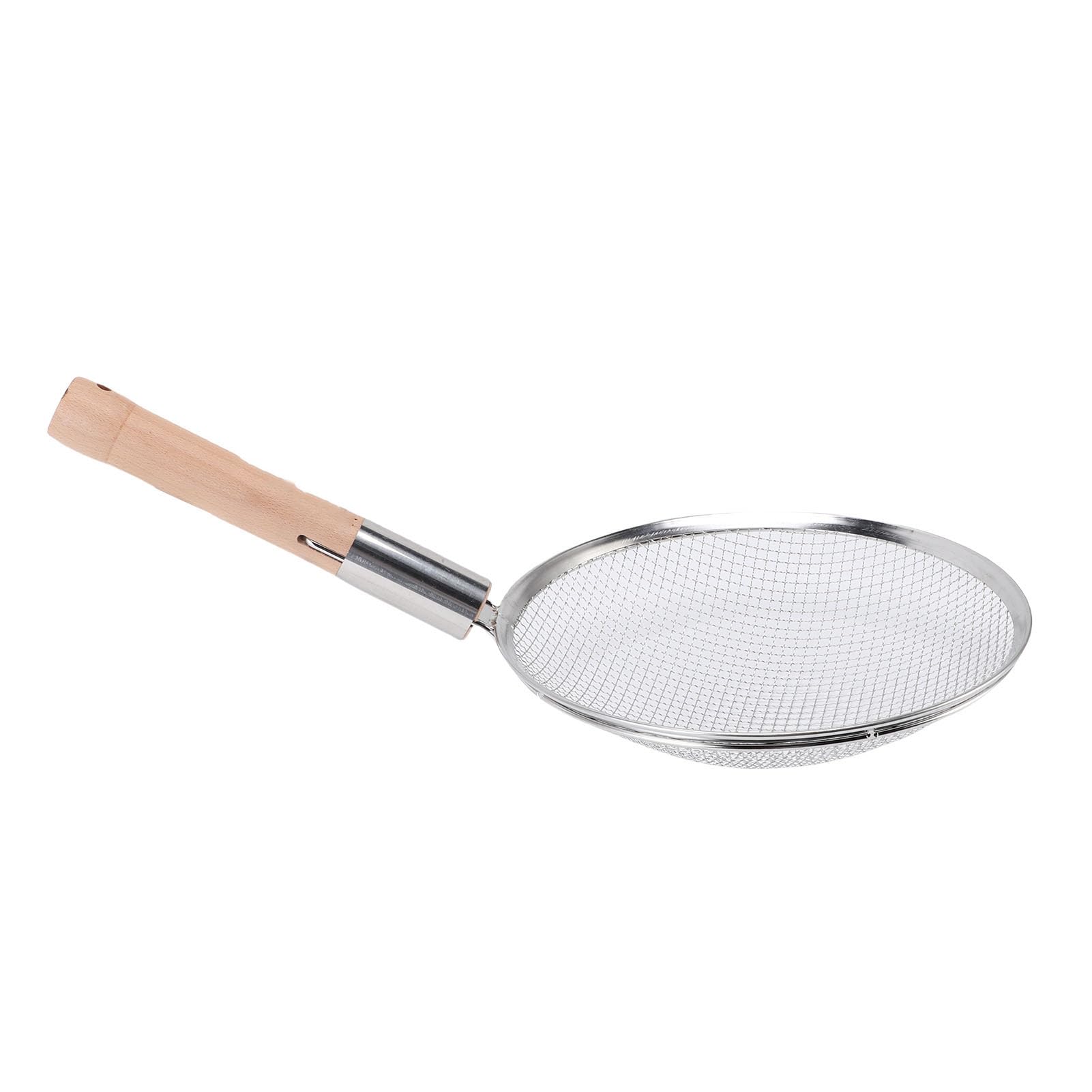 Yosoo Health Gear Cucchiaio per Schiumarola, Colino per Alimenti a Maglia Fine in Acciaio Inossidabile con Manico in Legno, Manico da 10 Pollici, Filtri Olio e impurità, Impugnatura Resistente Al