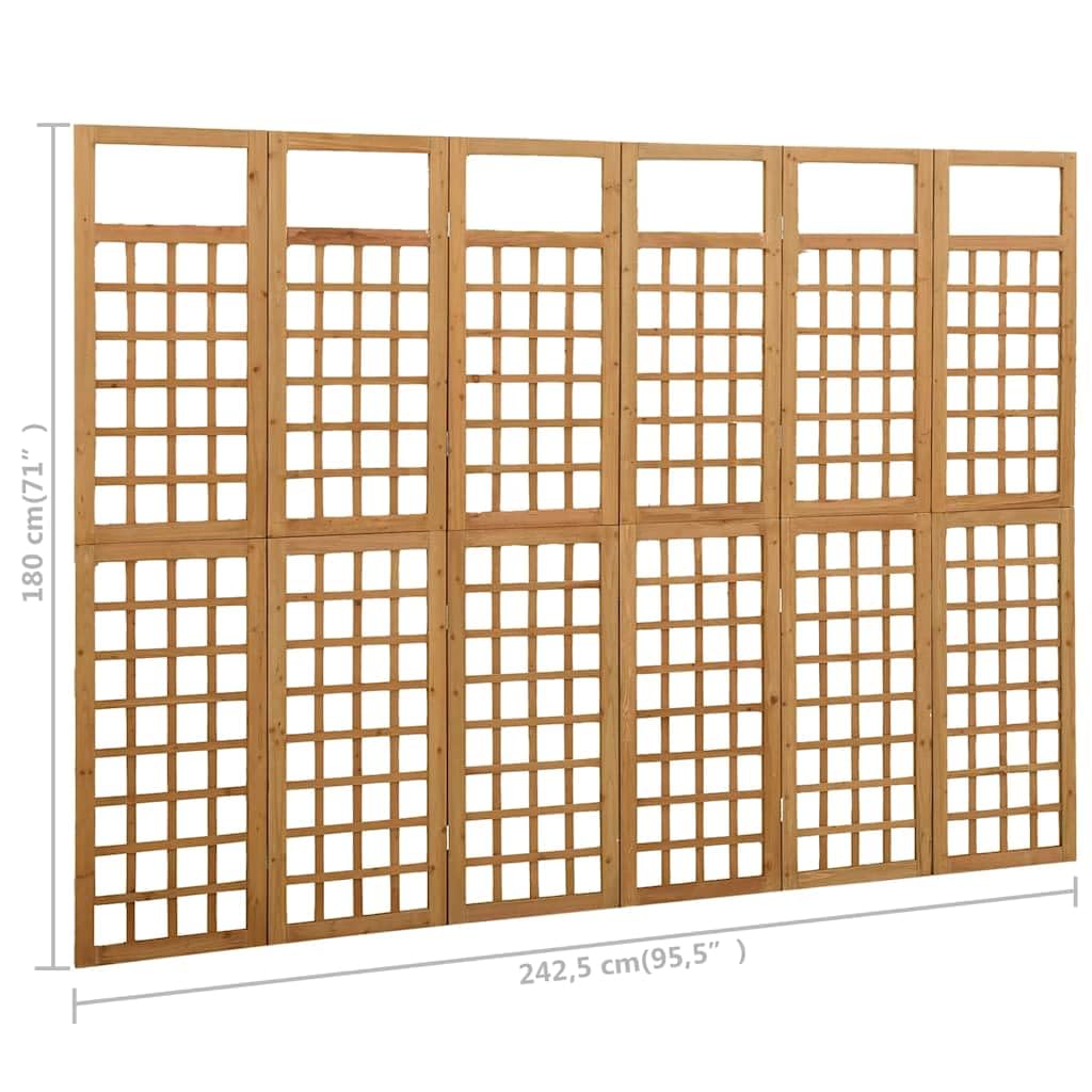 Pantalla de 6 paneles de 242,5x180 cm de abeto macizo