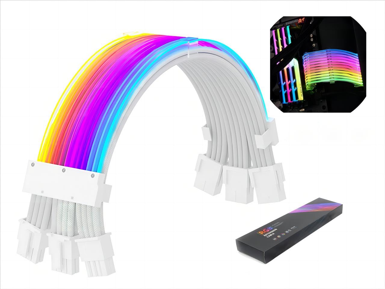 SAMA 3x8PIN White ARGB Extension Cable Addressable 5V 3pin Connectors Aura Sync for GPU PCI-e Cable Kit