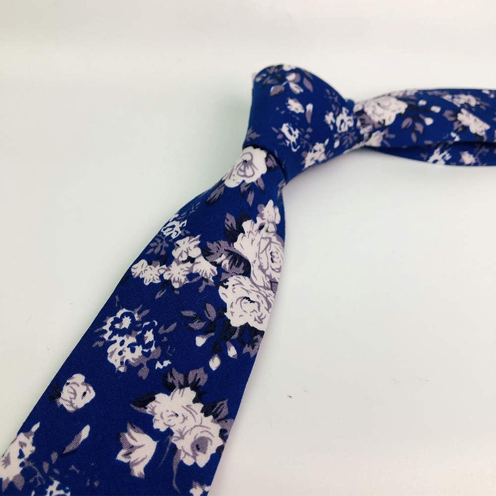 Mantieqingway Men's Cotton Printed Floral Neck Tie Skinny Tie 106mix4