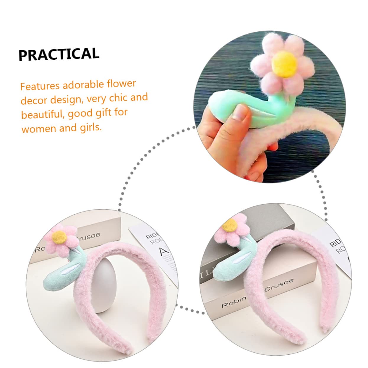 Didiseaon 10 Pezzi fascia di fiori freschi cerchio per con fiori Elastici per per Fascia peluche elastici per le donne fasce imbottite fascia gonfia tessuto rosa