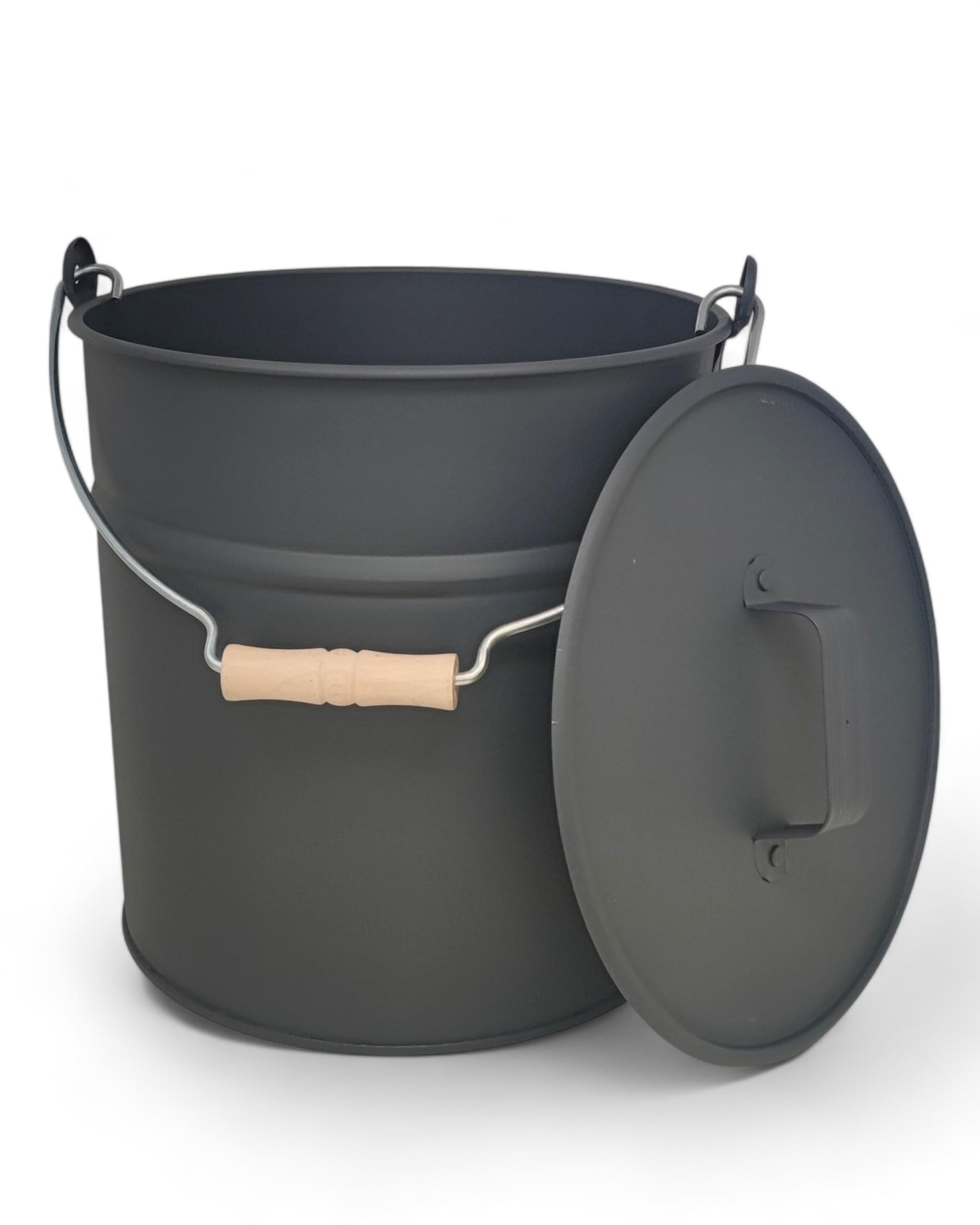 LIVLIG Secchio con coperchio, 12 l, secchio di zinco, secchio per cenere con coperchio, secchio in metallo, accessori per camino, secchio in lamiera, antracite