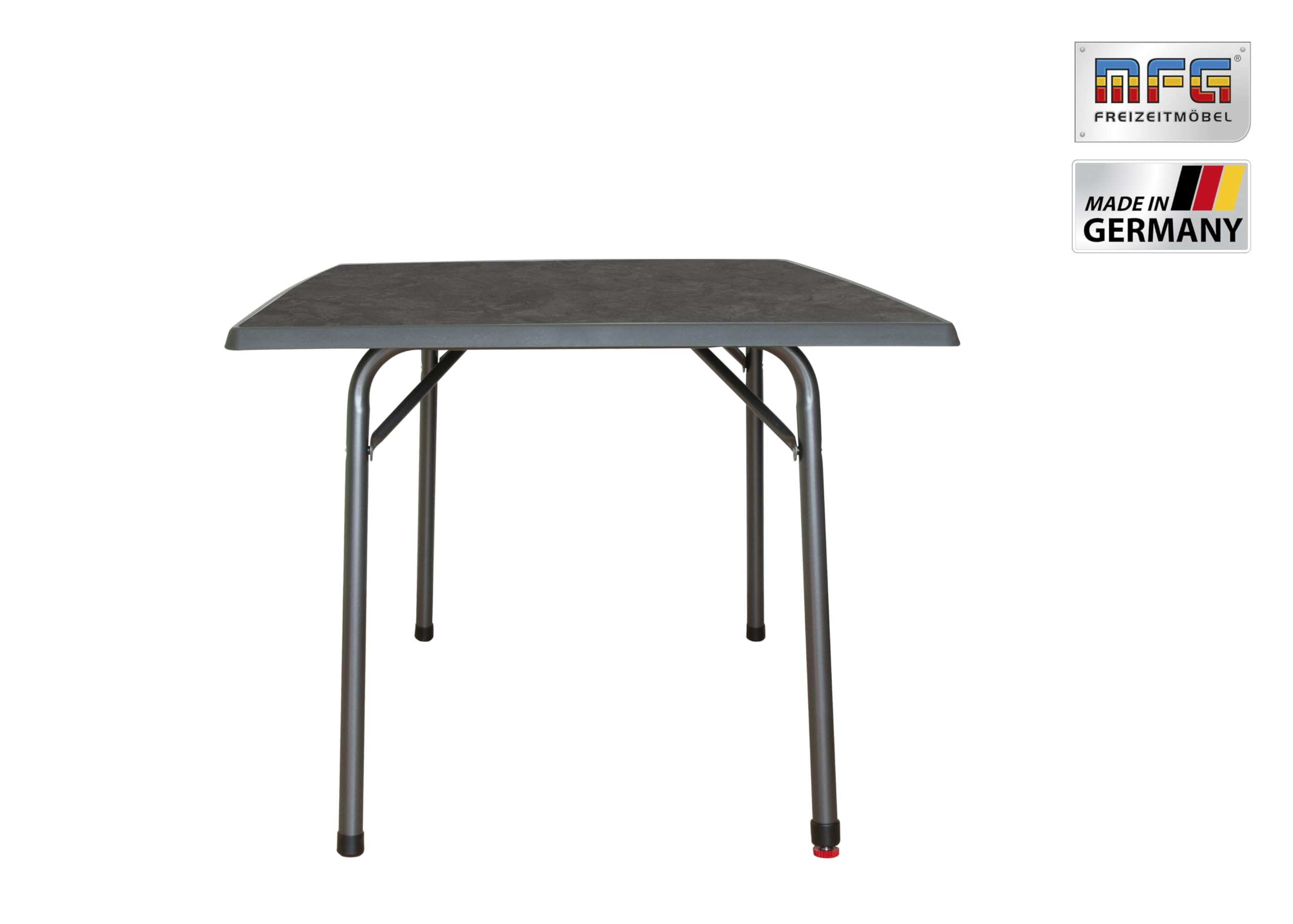 MFG Garten-Klapptisch 132x90 cm, Gartentisch | Wetterfest | Platzsparend klappbar | mit Niveauausgleich | Montagefrei | Gestell: anthrazit, Plattendekor: Schiefer