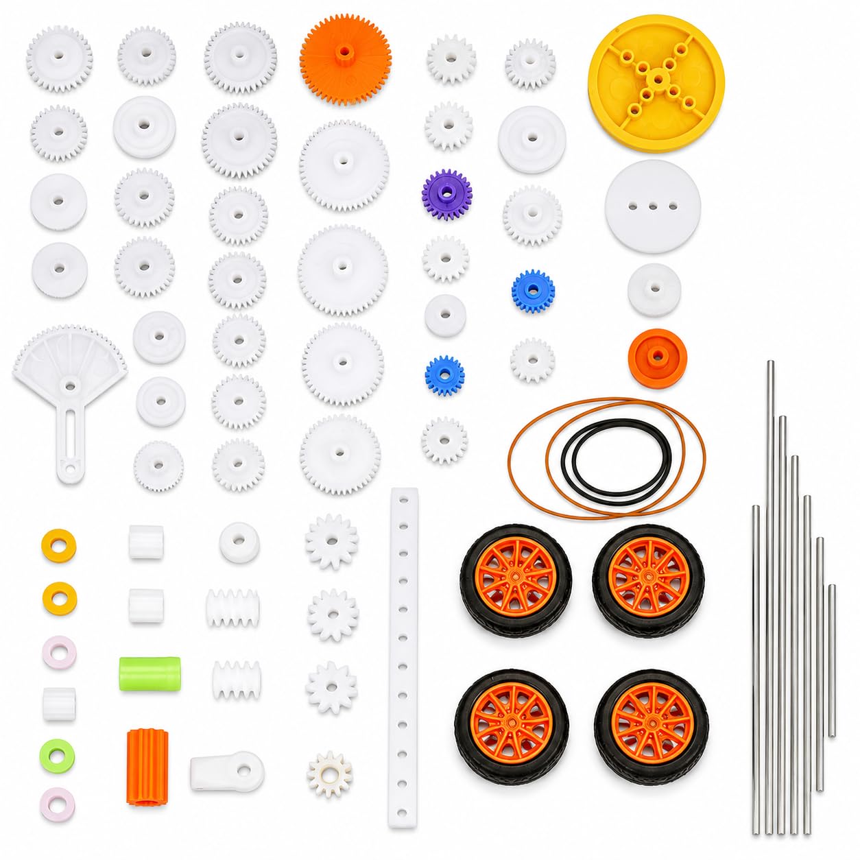 78 Pcs Plastic Gear Set Rack Pulley Belt Worm Single Double Gears DIY Car Robot for Electronic and School Projects Set-image-6