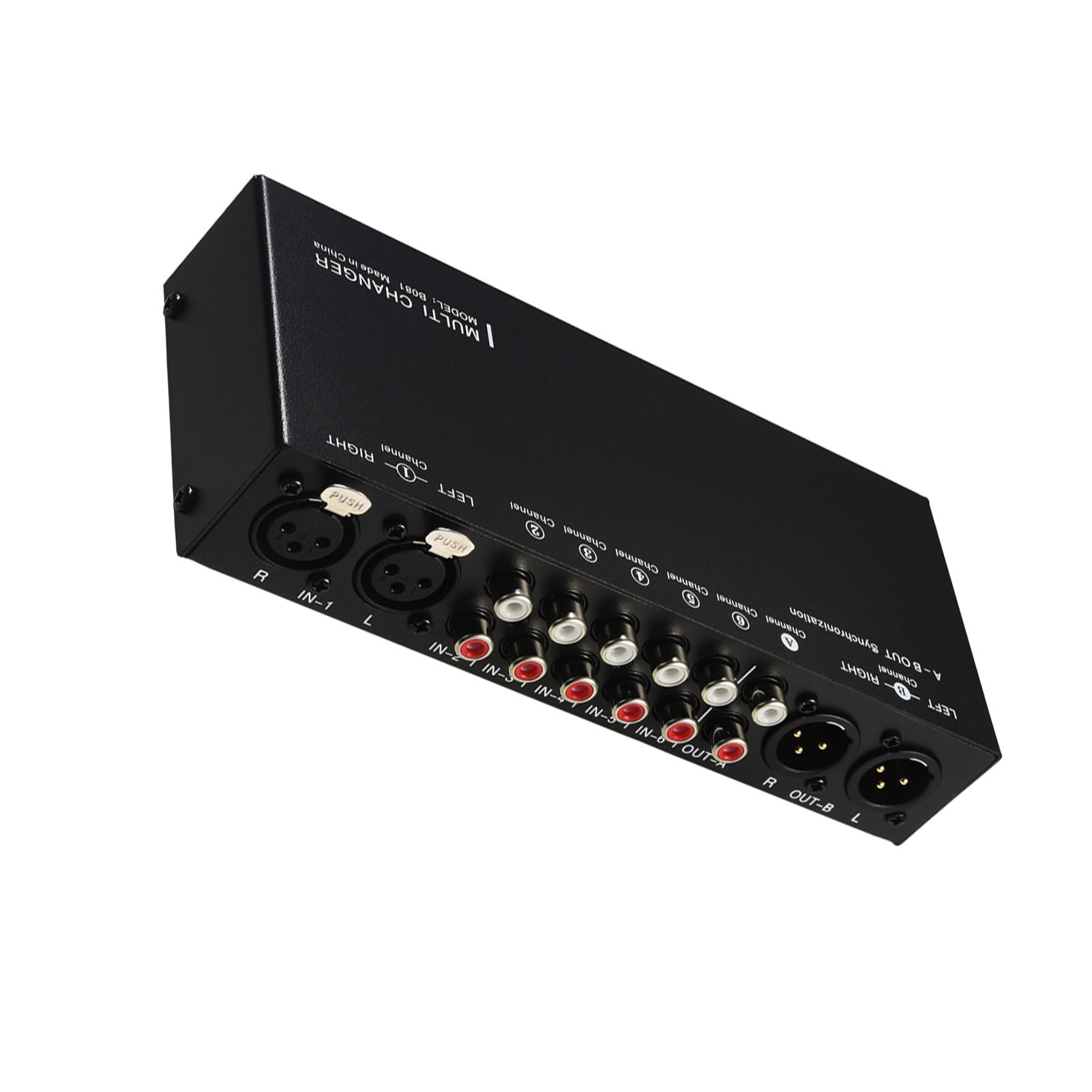 Commutatore di Segnale Audio Controller Volume 6 in 3 Out per Altoparlanti Attivi con Uscita e XLR Design in Metallo Nero