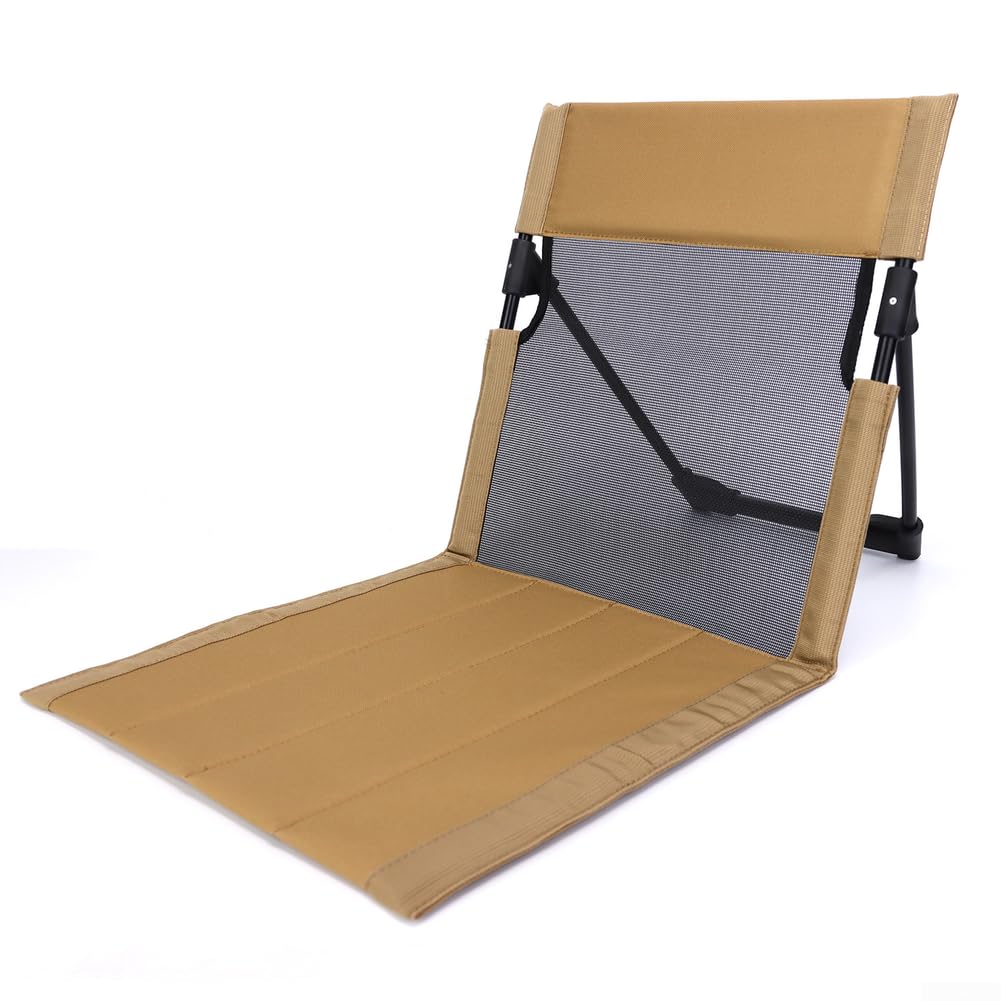 Low Profile Beach Chair, Outdoor Portable Folding Chair, Beach Lounger, Portable Folding Chair, Featuring Mesh Backrest And Sturdy Aluminum Frame, for Beach Garden Patio Lawn Poolside(Dark Khaki)