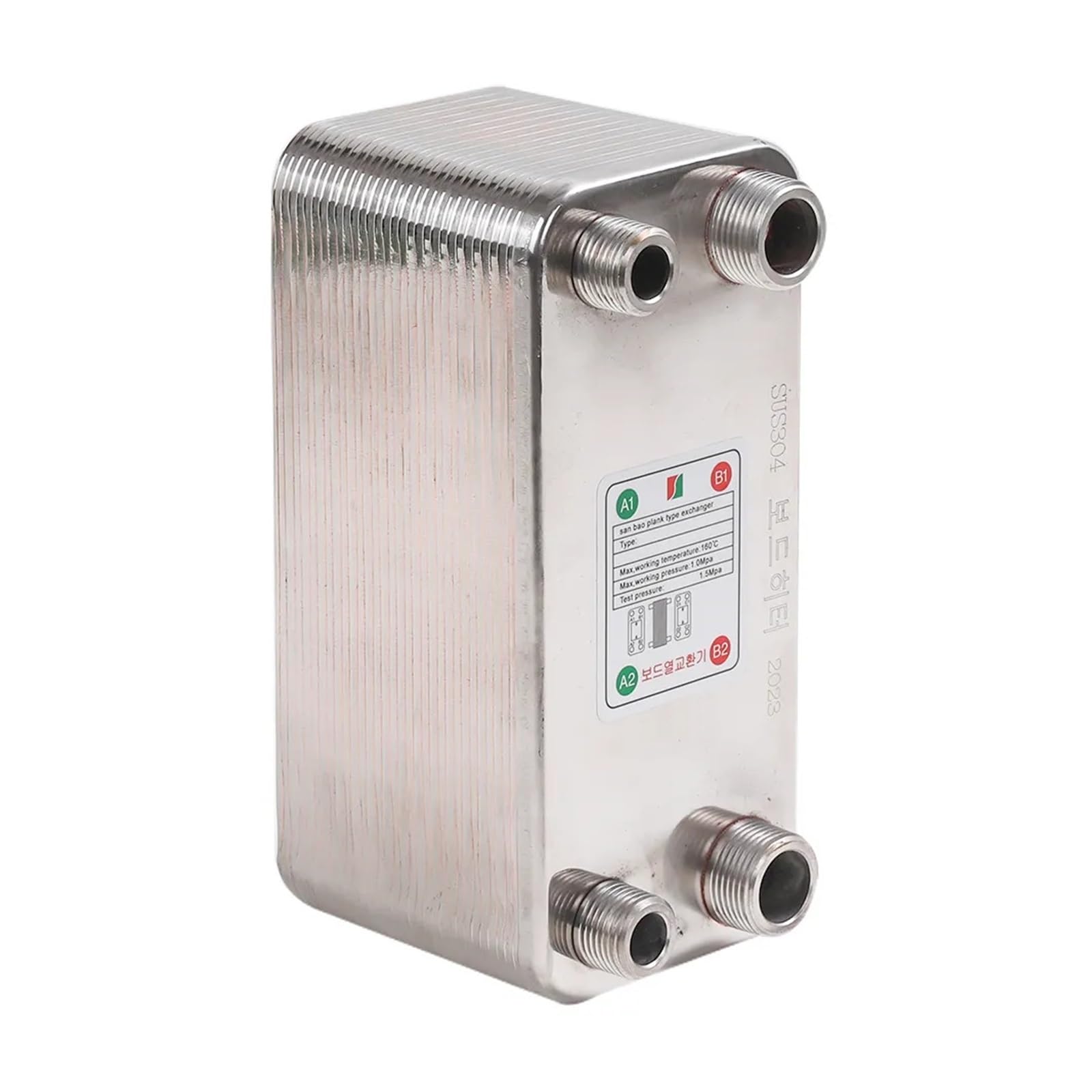 Zxzzas 1 Heat Exchanger, Plates Heat Exchanger Wort Chiller Stainless Steel Homebrew Brewing Beer Cooler Counterflow Chiller Water Heating(32Plates)