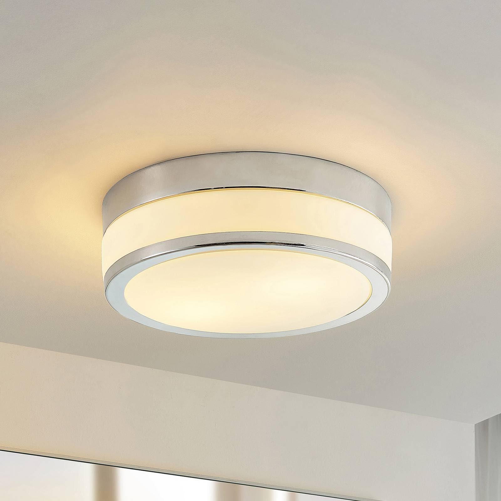 Lindby Lámpara de techo Flavi (Moderno) en Plateado hecho Vidrio e.o. para Cuarto baño (2 llamas, E27) lámpara