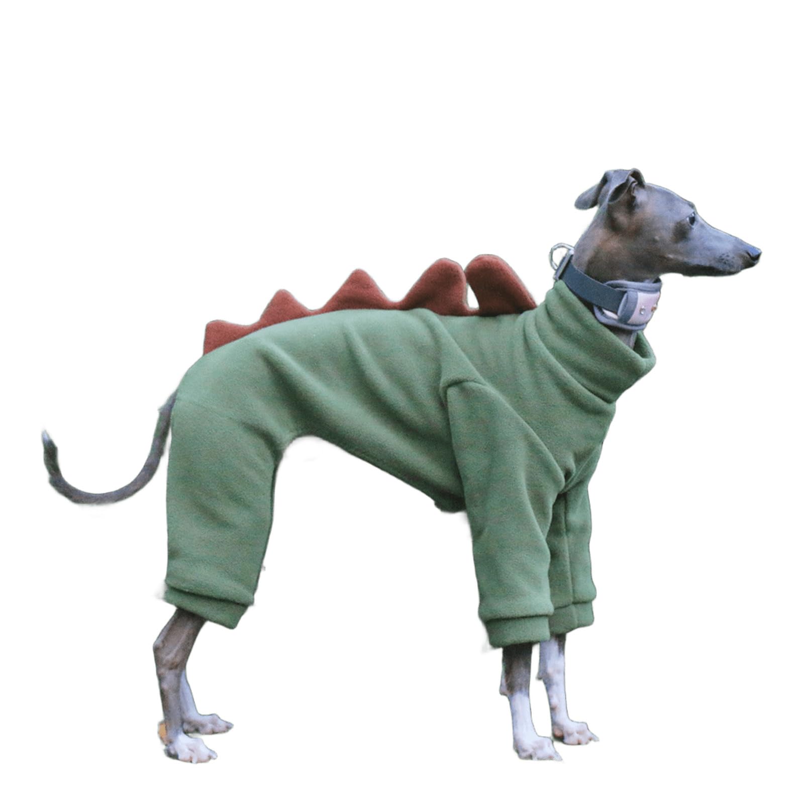 UOSIA Whippet Dog Fleece Dinosaur Onesie Turtleneck Cozy Dog Pyjamas For Italian Greyhound Full Body Warm Pet Winter Coat Jumpsuit For Medium Large Dogs