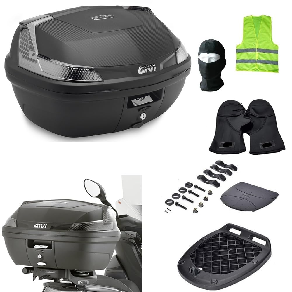 COMPATIBILE CON BMW R 80 ST BAULETTO B47NTML BLADE TECH NERO VALIGIA 47 LITRI BAULE PER MOTO SCOOTER+PIASTRA E KIT UNIVERSALE PER PORTAPACCHI POSTERIORE