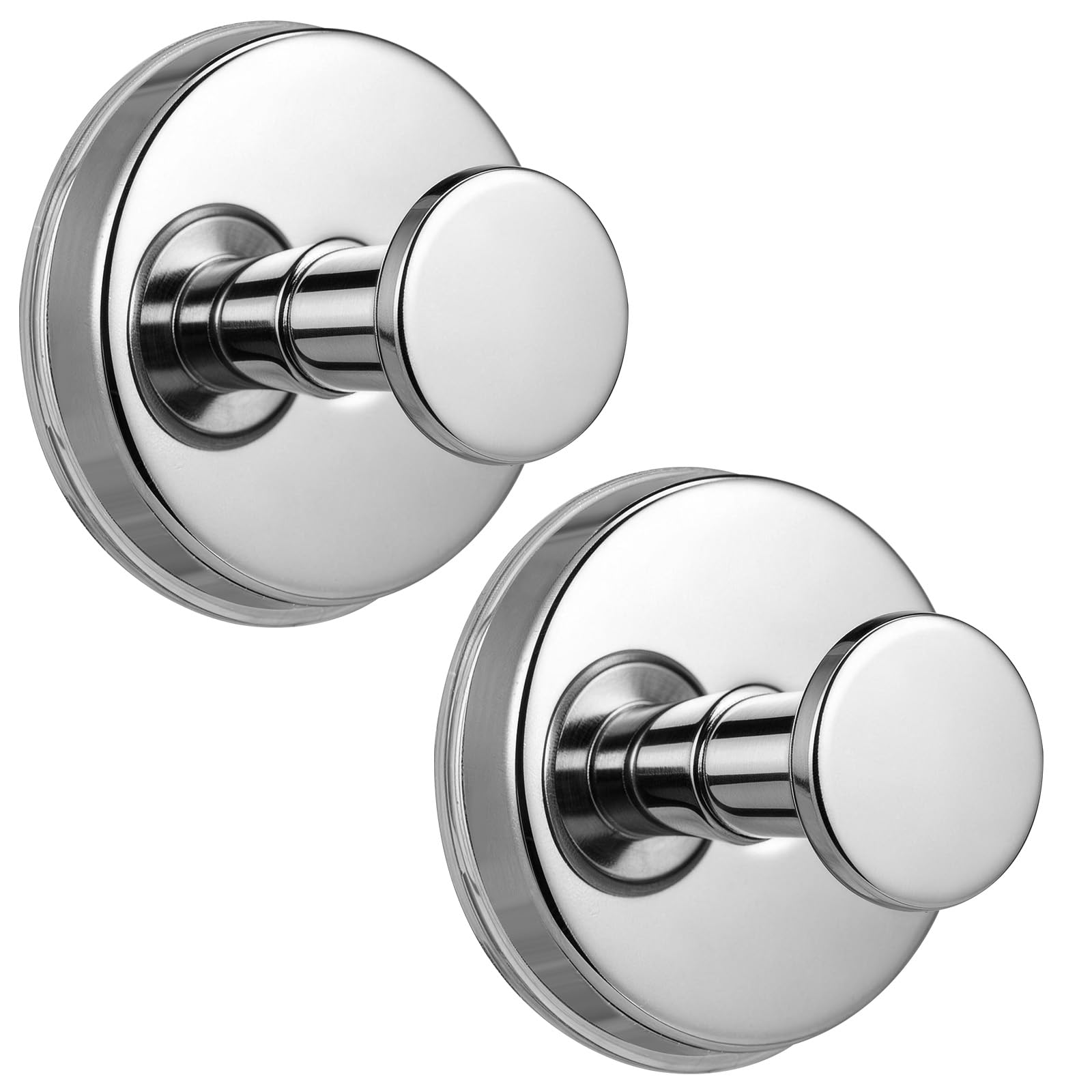 warlve Suction Cup Hooks No Drill Stainless Steel Shower Hooks Towel Hook Heavy Duty on Smooth and Non-Porous Surfaces in Bathrooms Kitchen Bedroom (2, Chrome Polished)