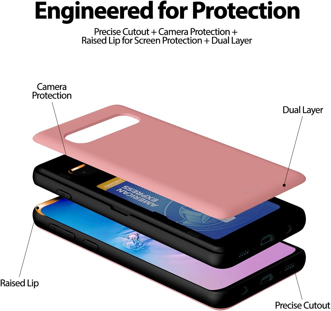 GOOSPERY Magnetic Door Bumper Compatible with Galaxy S10, Card Holder Wallet Case Easy Magnet Auto Closing Protective Dual Layer Sturdy Phone Back Cover - Pink
