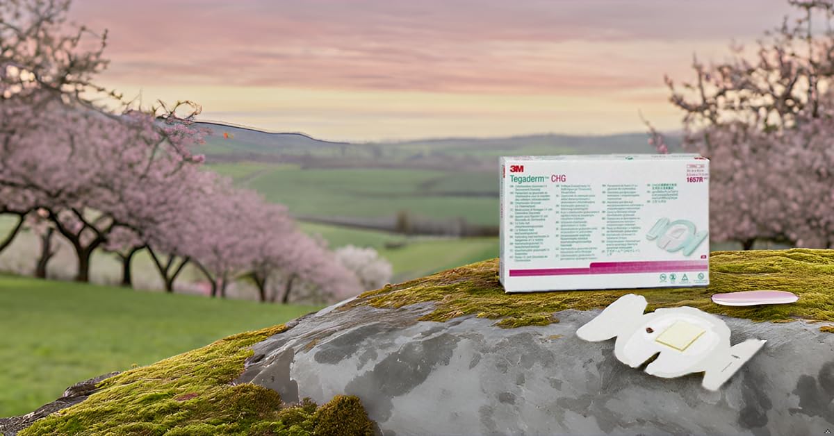 Tegadem 1657R 3 M Tegadem CHG Chlorhexidine Gluconate I.V. Securement Dressing, 1657R, 11.5 cm x 8.5 cm, Pack of (1)