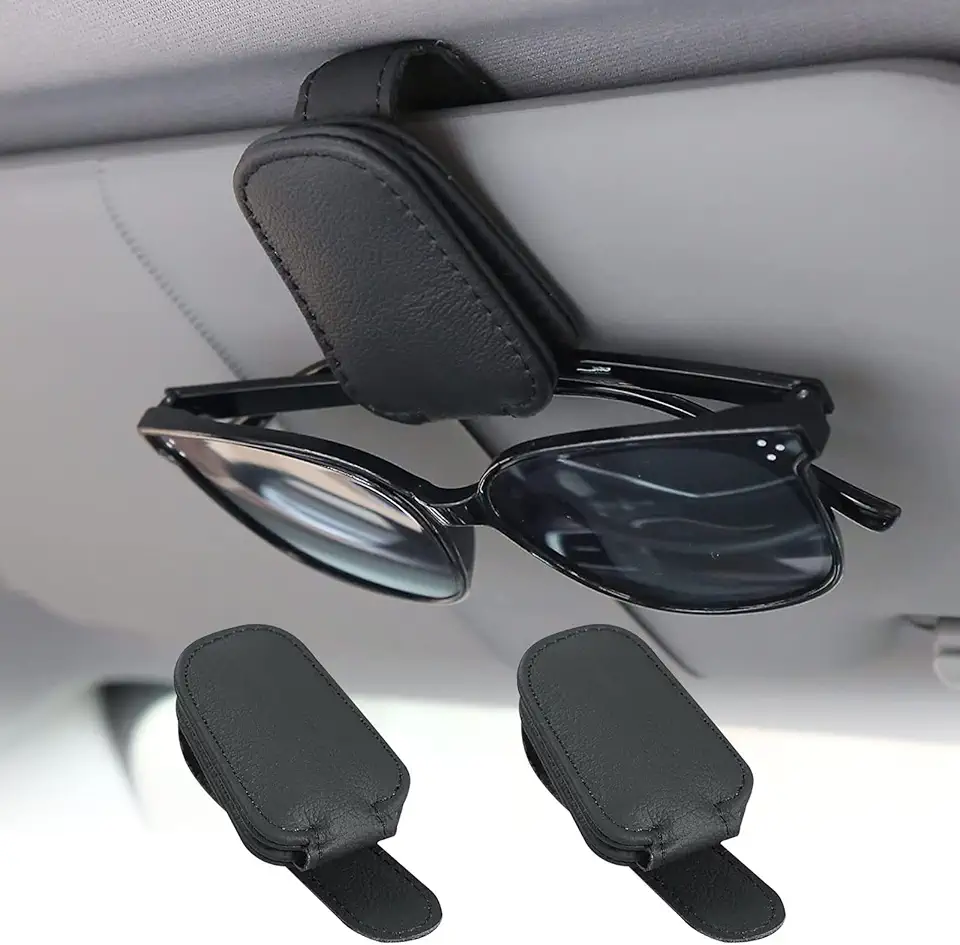 Magnetisk glasögonhållare för bil i läder