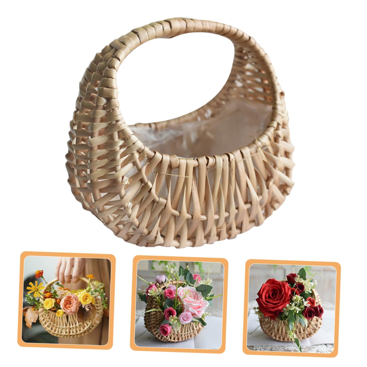 Abaodam 2 Set Cesto Di Fiori in Rattan Cestini Portaoggetti Cestino Cestini Di Vimini Grandi Cesti Di Vimini Impianti Nozze Portafiori Decorativo Salice 2 Pezzi*2