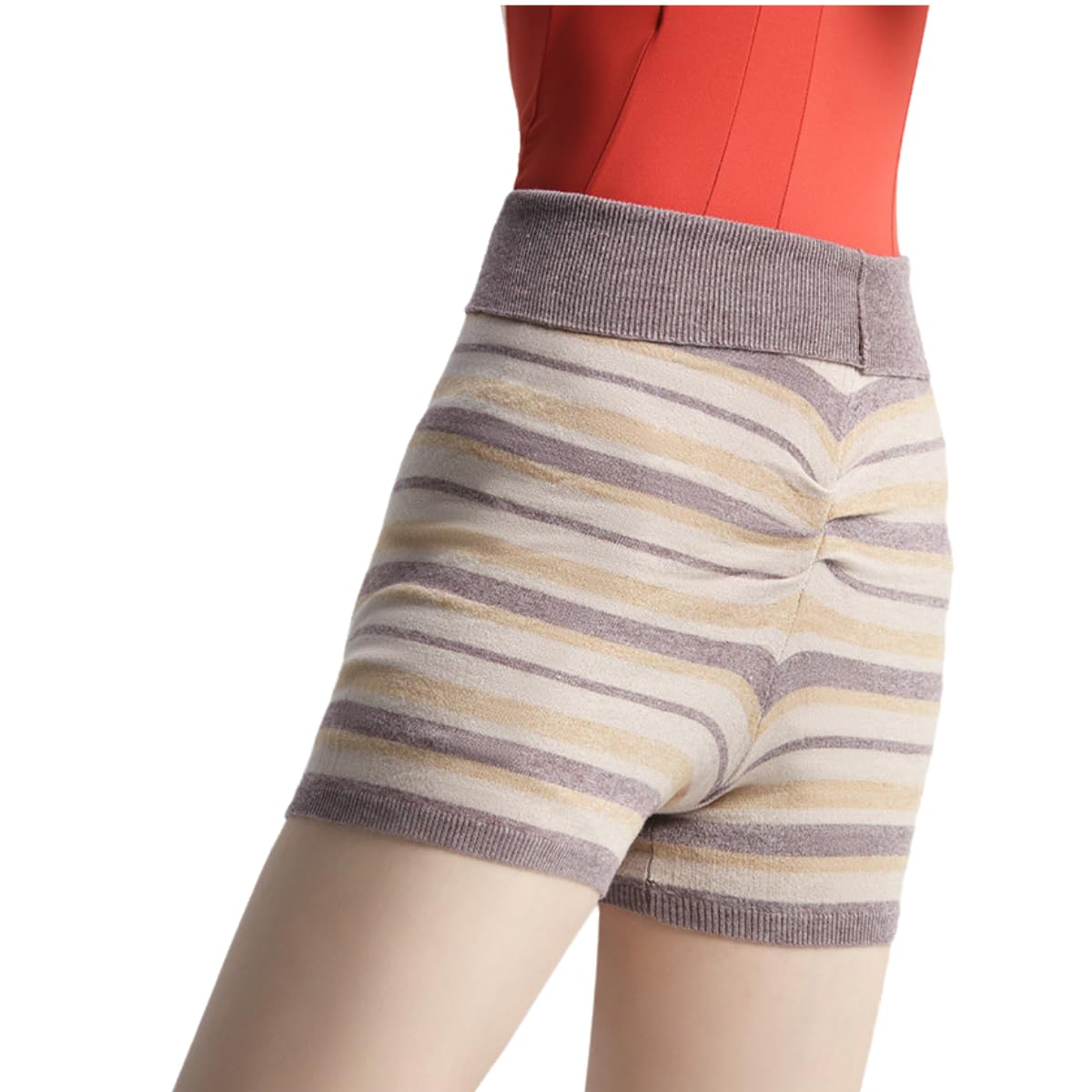 117146019 Narrow Strip Warm Ups Dancing Training Short Pants (M 165, Light Camel)