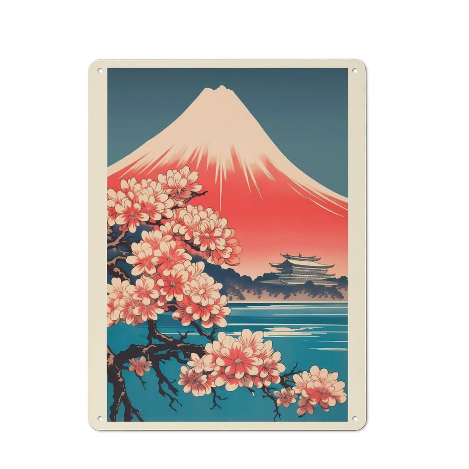 Junmoney Fuji Mountain 2 Classic Metal Wall Decor 40X30cm, Vintage Metal Sign For Hallway, Home Bar, Garage Or Study