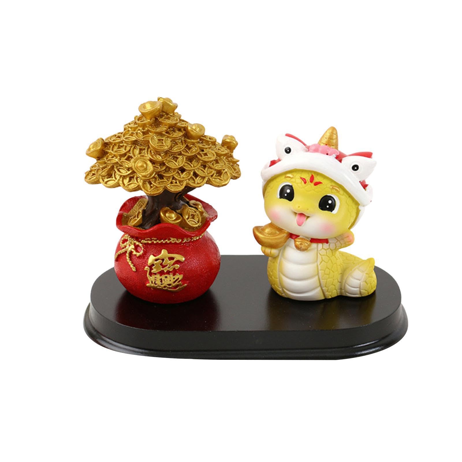 TWISAXC New Year Party Souvenir Gift Christmas Car Office for Creative Snake Figurine Table Decor Sculpture Fine Workmanship Sturdy, Wearing Hat