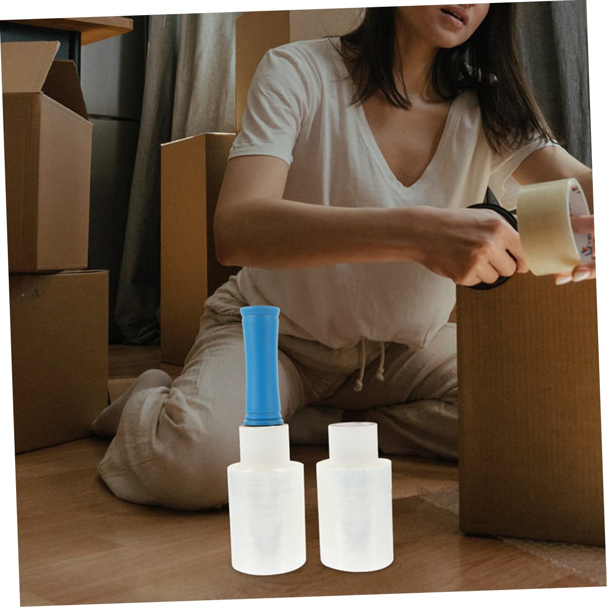 DOITOOL Membrana De Manija Film Retráctil Industrial Autoadhesivo Film Para Mudanzas Rollo De Estirable Transparente