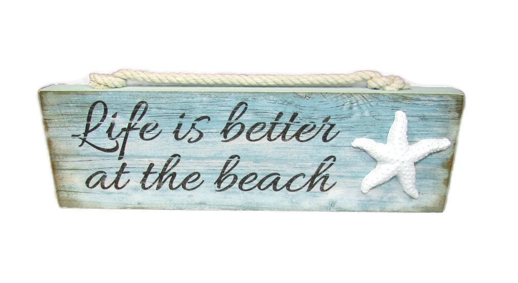 Relax By the Beach Welcome Life is Better Painted drewniane tabliczki z blokami zestaw 4 sztuk