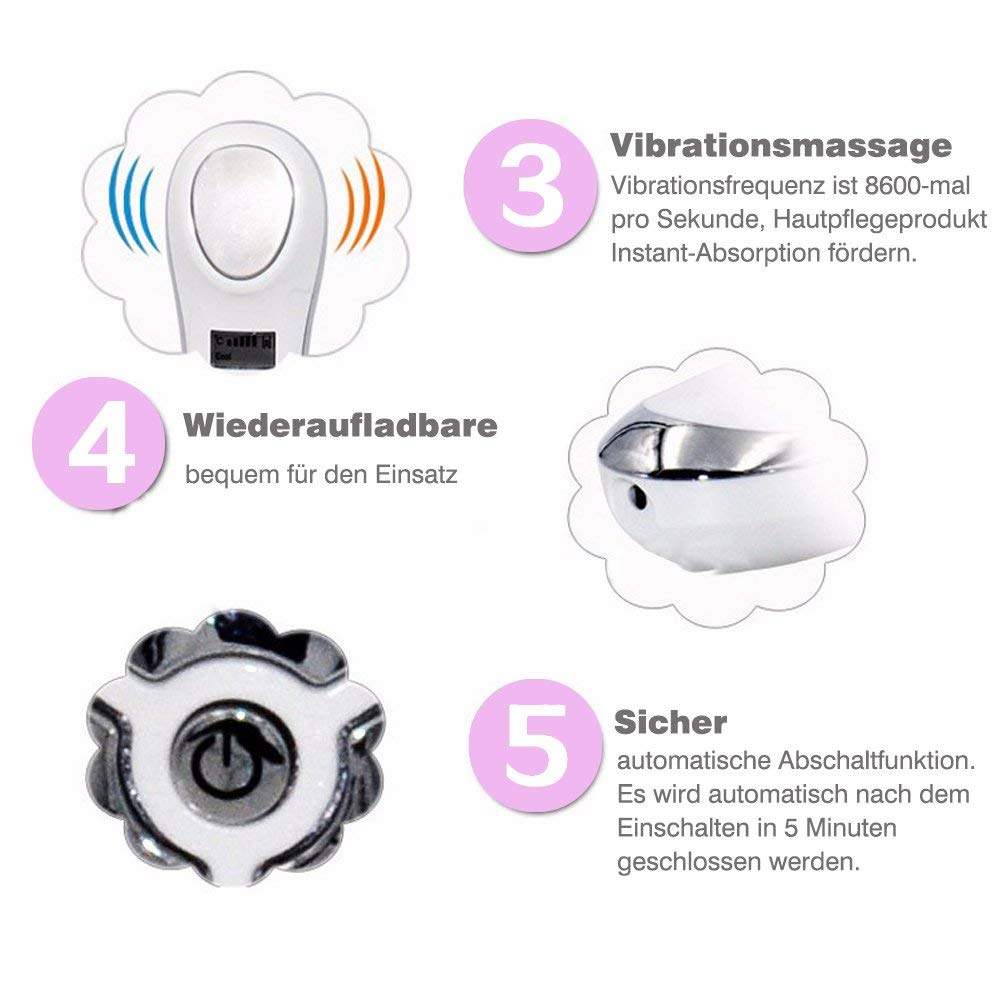 Masaje Facial y de Ojos Eléctrico Antienvejecimiento USB Recargable Caliente y Frío Máquina de Martillo Vibración Belleza