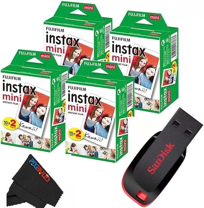 Fujifilm Instax Mini Instant Film for Mini Cameras | Pixibytes Bonus Bundle- Fre