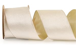 LaRibbons Ivory Gold Crushed Velvet Ribbon for Bows, Crafts, and Decorations