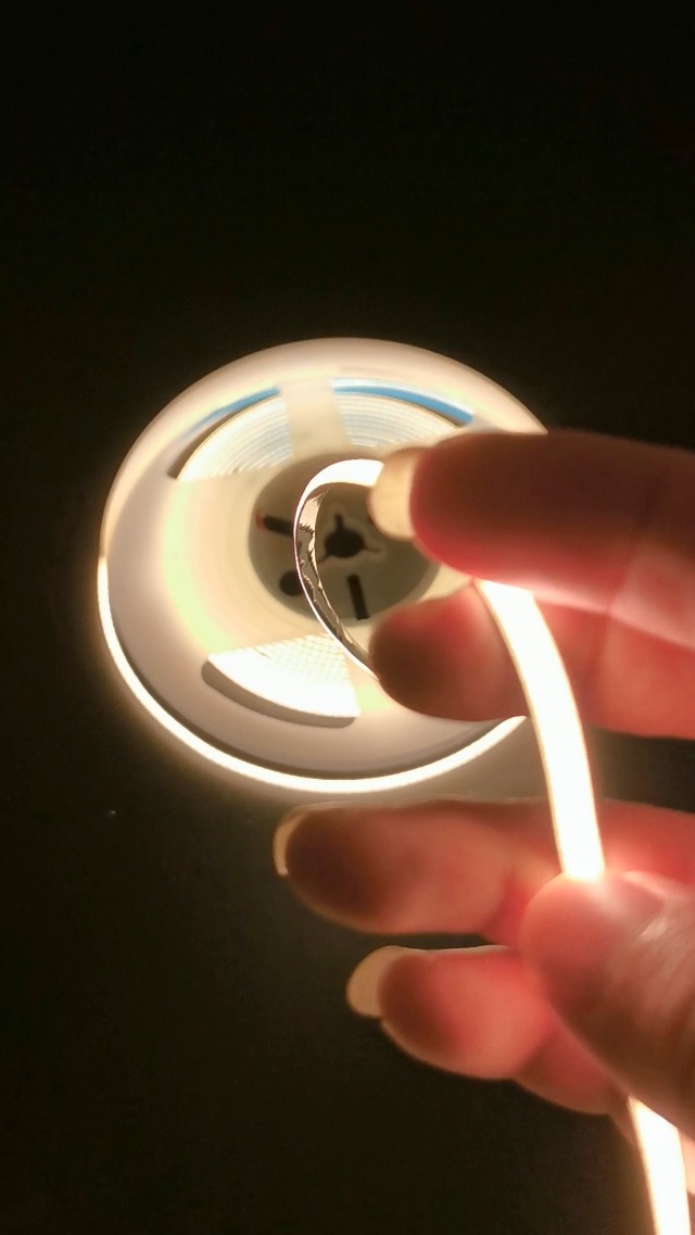 Image of DC 12V /24V 5MM Width PCB Premium High Brightness COB LED Strip Flexible High Density Chips Ra>90 Super Brightness Warm Natural White Light 5M (Warm Light 3000K, DC 24V)
